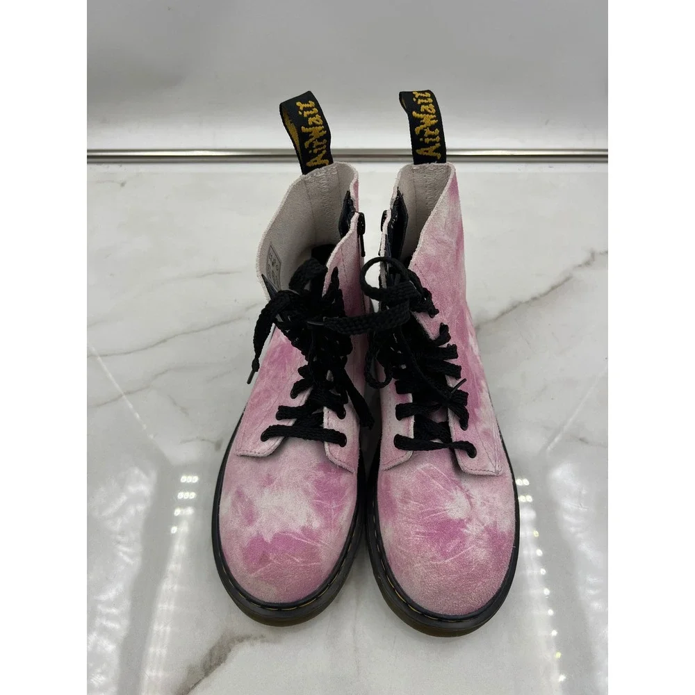 Dr. Martens 1460 Boots Junior Size 3 Pascal J Pink Tie Dye Suede Lace Up